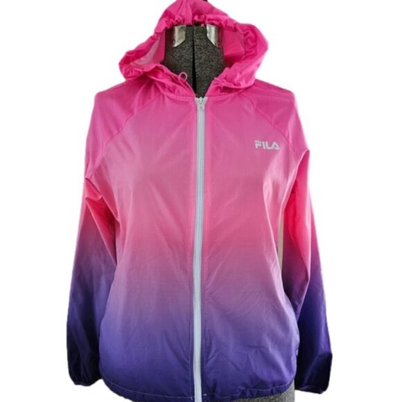 Fila Sport Ombre Hooded Zip-up Windbreaker Coat-Size Medium - Picture 4 of 10